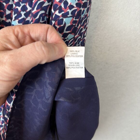 Ramy Brook High Neck Halter Tank Top XS Navy And Pink Flowy 100% Silk - Picture 4 of 6